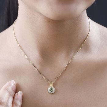 Nat&uuml;rlicher AA Calabar-Turmalin, Wei&szlig;er Zirkon Anh&auml;nger, 925 Silber Gelbgold Vermeil ca. 0.80 ct