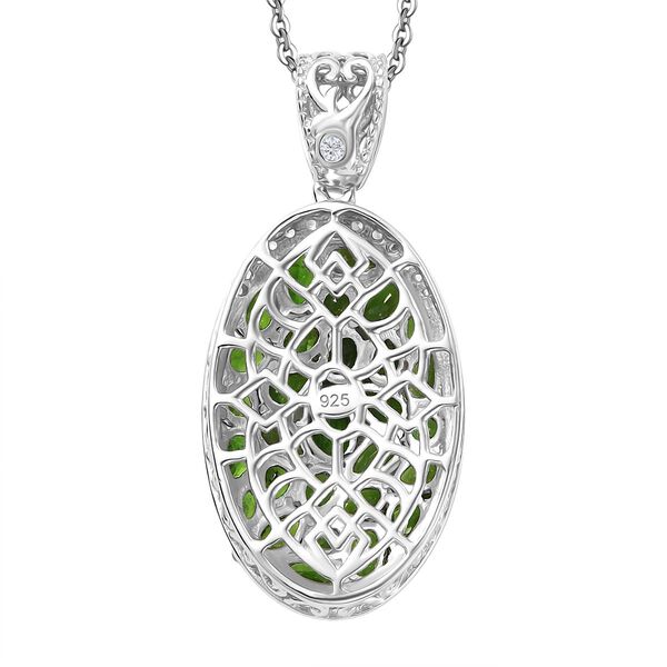 Natürlicher Chromdiopsid Anhänger mit Kette, 925 Silber rhodiniert ca. 6.52 ct image number 5