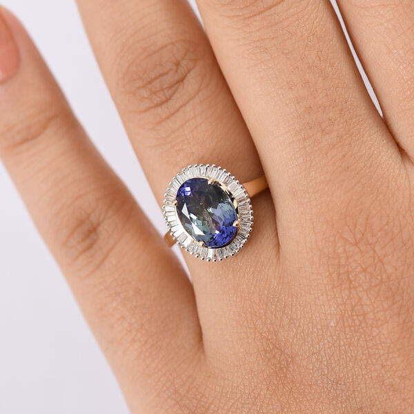 AAA Pfau Tansanit, Weißer Diamant Ring 585 Gold (Größe 17.00) (6-7 Werktage Lieferzeit) ca. 3.45 ct image number 3