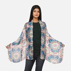 100% natürlicher Satin Seiden Schal, Mandala Muster, Blau