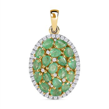 Kagem sambischer Smaragd Anh&auml;nger, 925 Silber vergoldet ca. 3.33 ct