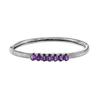 Afrikanischer Amethyst Armreif, ca. 19 cm, Edelstahl, ca. 5.16 ct