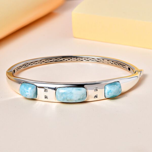 Larimar und Zirkon Armreif, 19 cm - 14,63 ct. image number 1