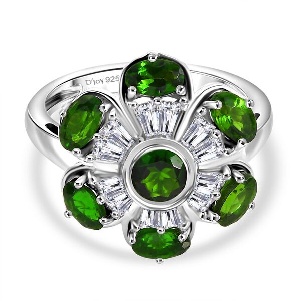 Nat&uuml;rlicher Chromdiopsid Ring 925 Silber rhodiniert (Gr&ouml;&szlig;e 21.00) ca. 2,78 ct image number 0