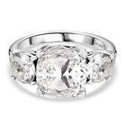 J Francis gefertigt mit Swarovski Weißer Kristall Ring 925 Silber rhodiniert (Größe 19.00)
