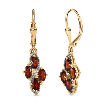 Mosambik Granat Ohrringe 925 Silber Gelbgold Vermeil ca. 2,42 ct.