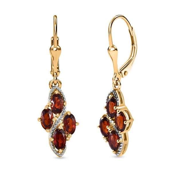 Mosambik Granat Ohrringe 925 Silber Gelbgold Vermeil ca. 2,42 ct.