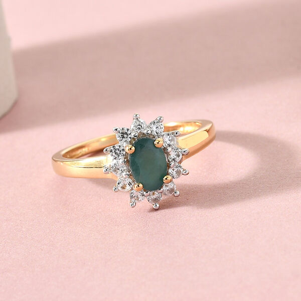 Grandidierit und Zirkon Ring 925 Silber vergoldet  ca. 0,77 ct image number 2