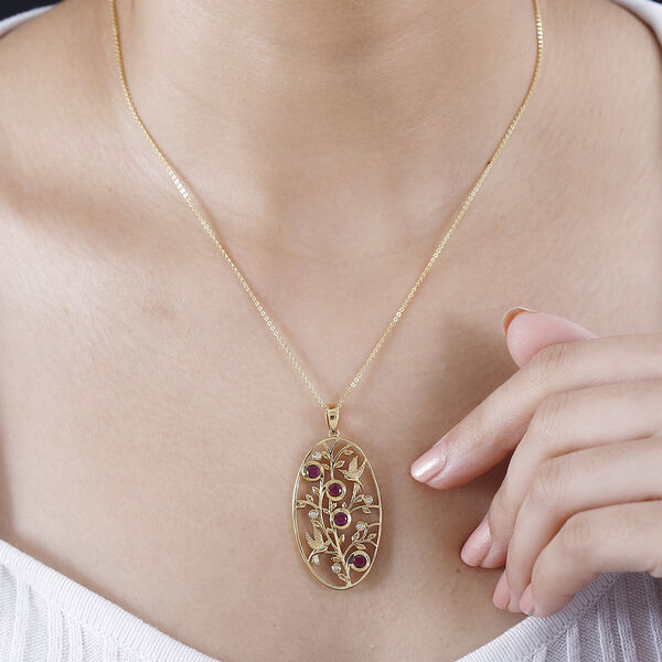 Afrikanischer Rubin und Zirkon-Anh&auml;nger mit 50cm Kette - 1 ct. image number 3