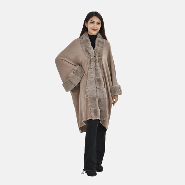 LA MAREY - Stilvoller langer Mantel mit Kunstfell image number 1