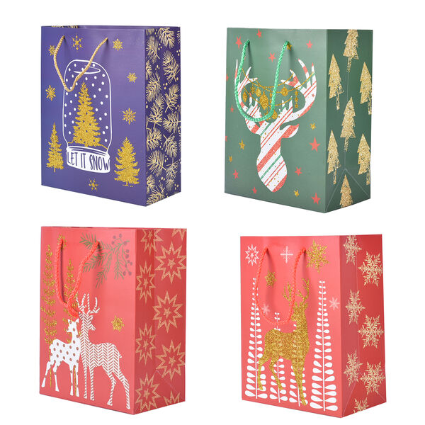 12er-Set Geschenkt&uuml;ten, Weihnachtsmotiv, Gr&ouml;&szlig;e S (18x10x23 cm), M (32x12x26 cm), und L (31x12x42 cm), Mehrfarbig&nbsp; image number 2