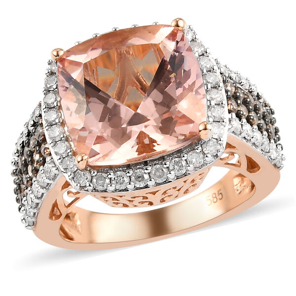 AAA Marropino Morganit und nat&uuml;rlicher Champagner Diamant-Ring, 585 Ros&eacute;gold  ca. 8,31 ct image number 4
