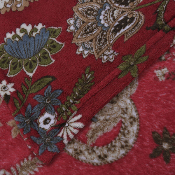 1-lagige Flanell bedruckte Decke, Paisleymuster, Gr&ouml;&szlig;e 150x200 cm, Rot image number 2