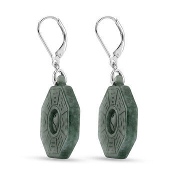 D'Joy Nat&uuml;rlicher Olmek Jadeit Ohrringe 925 Silber Rhodiniert ca. 43,00 ct.