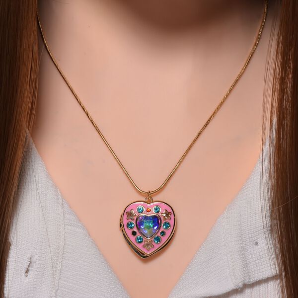 Emaillierter mehrfarbiger Kristall-Medallion-Anh&auml;nger mit 45cm Kette image number 1