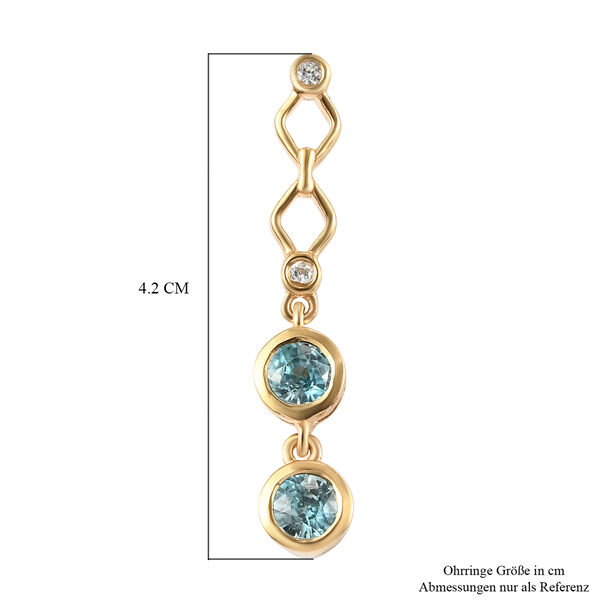Kambodschanischer blauer und Wei&szlig;er Zirkon Ohrh&auml;nger 925 Silber vergoldet ca. 1,86 ct&nbsp; image number 5