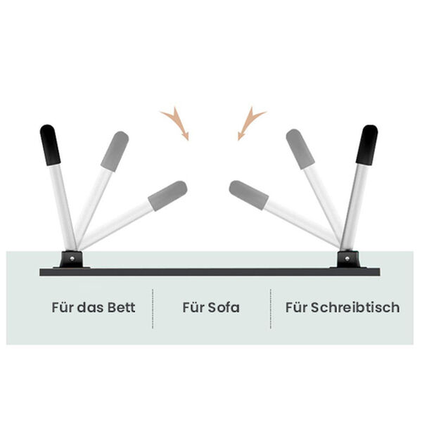 Multifunktionaler Klapptisch mit Becher-. Tablet- und Kartenhalter. 59.5x36.5 cm. Weiß image number 5