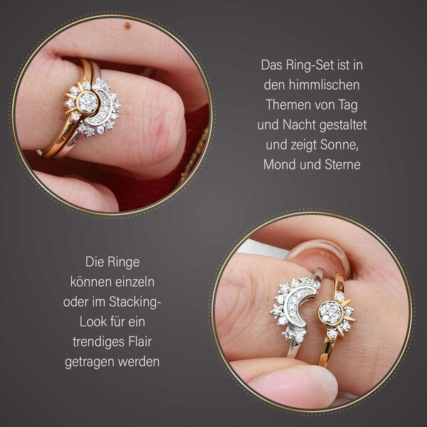 Funkelndes Sonnen- und Mond-Ring-Set image number 3