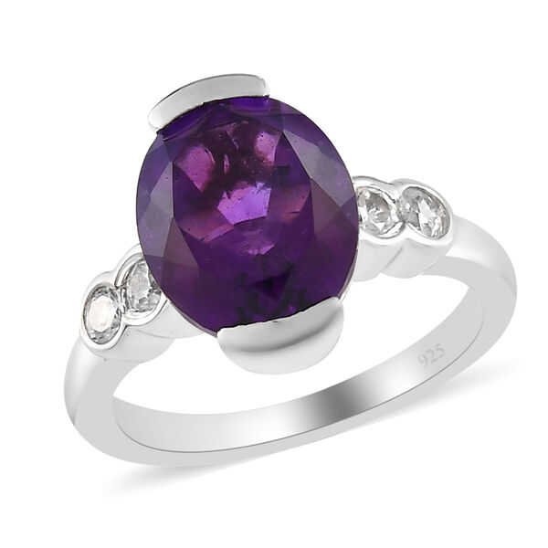 Afrikanischer Amethyst und Zirkon Ring 925 Silber platiniert  ca. 3,75 ct image number 4