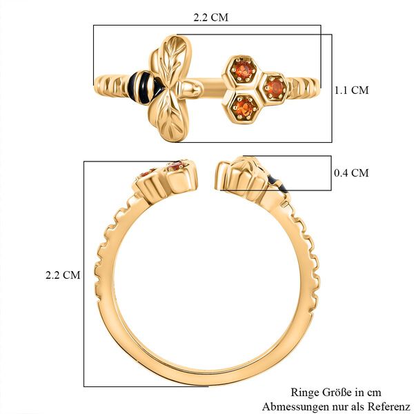 GP Trionfo Queen B Kollektion - AAA Mexikanischer Purpurroter Feueropal, Kanchanaburi Blauer Saphir Ring 925 Silber 750 Gelb Vergoldet (Gr&ouml;&szlig;e 20.00) ca. 0.06 ct image number 8