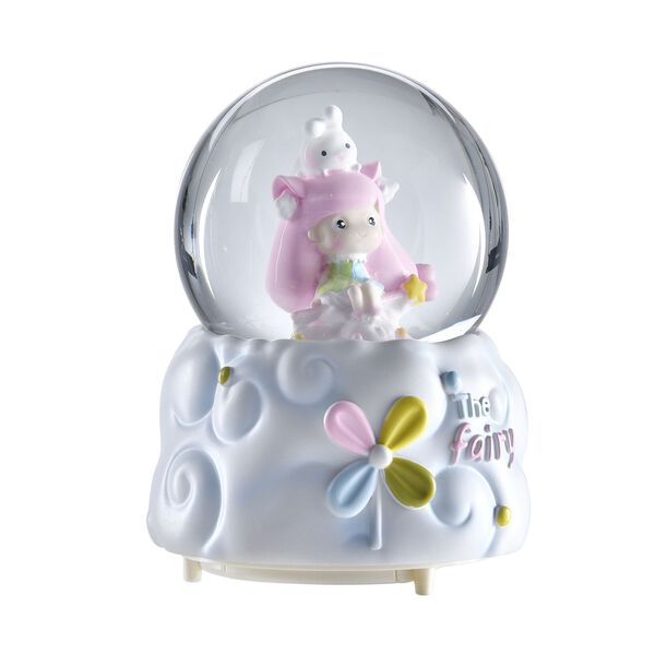 Glitzerkugel mit Musik, Der Hase und das M&auml;dchen, 11x15.5cm, wei&szlig; image number 5