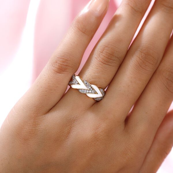 Diamant-Ring, 925 Silber Gelbgold Vermeil  ca. 0,25 ct image number 3