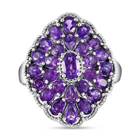 Afrikanischer Amethyst-Ring 925 Silber platiniert  ca. 4,97 ct