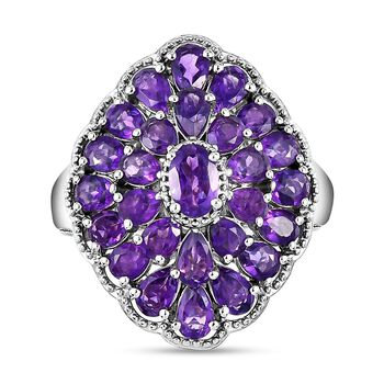 Afrikanischer Amethyst-Ring 925 Silber platiniert  ca. 4,97 ct