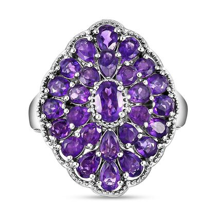 Afrikanischer Amethyst-Ring, 925 Silber platiniert (Gr&ouml;&szlig;e 16.00) ca. 4.97 ct