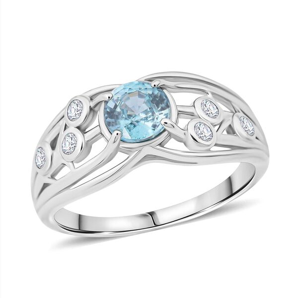 Blauer Zirkon und Moissanit Ring - 1,57 ct. image number 3