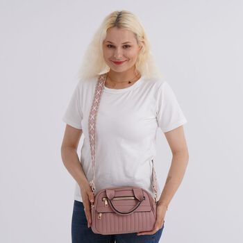 Crossbody-Tasche mit mehreren Rei&szlig;verschlussf&auml;chern und abnehmbarem Gurt, 25x9x18cm, Rosa
