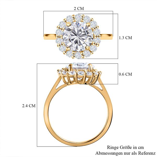 LUSTRO STELLA - wei&szlig;er Zirkonia-Ring, 925 Silber vergoldet (Gr&ouml;&szlig;e 16.00) ca. 4,36 ct image number 7