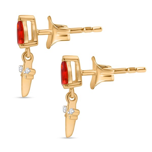 D'Joy AA mexikanische Kirschfeuer-Opal und Zirkon Ohrringe - 0,38 ct. image number 4