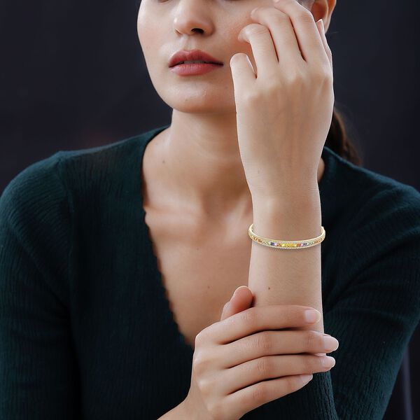 CLARTE Prima - AA Mehrfarbiger Saphir Armreif, ca. 18.5 cm, 925 Silber Gelbgold, ca. 5.40 ct image number 2