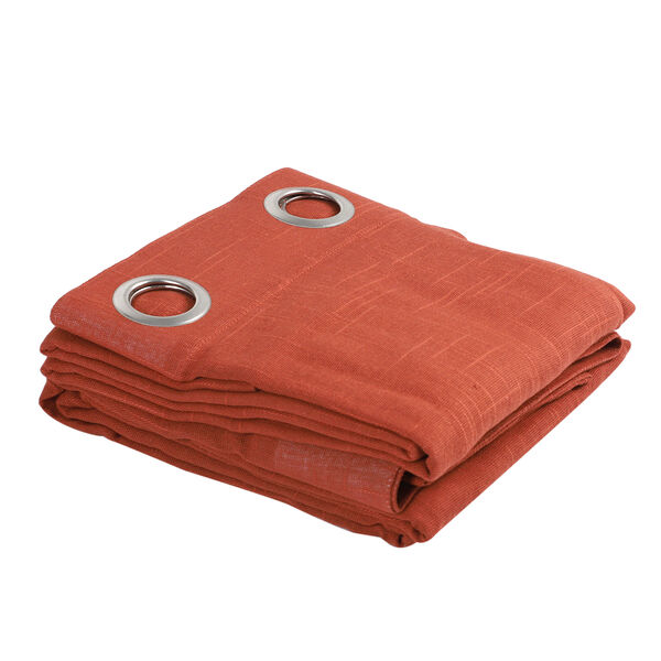 2er-Set Vorh&auml;nge in Leinenoptik mit &Ouml;sen, Orange image number 4