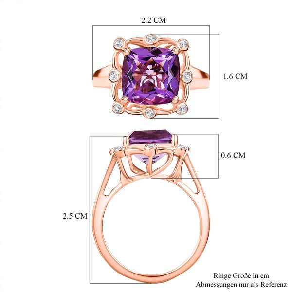 D'Joy AAA Rose De France Amethyst und Zirkon Ring - 4,35 ct. image number 7
