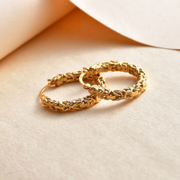 Creolen im byzantinischen Ketten-Design, 925 Silber 750 Gelbgold Vermeil image number 1