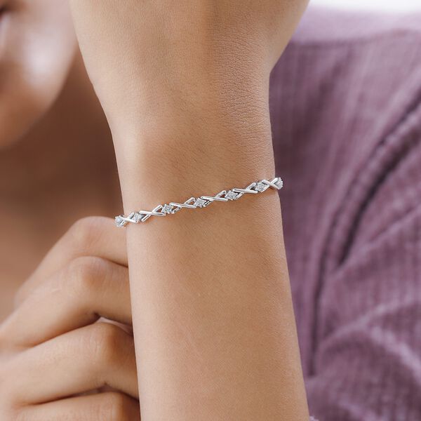 Wei&szlig;es Diamant Armband, ca. 19 cm, 925 Silber platiniert ca. 0.60 ct image number 3