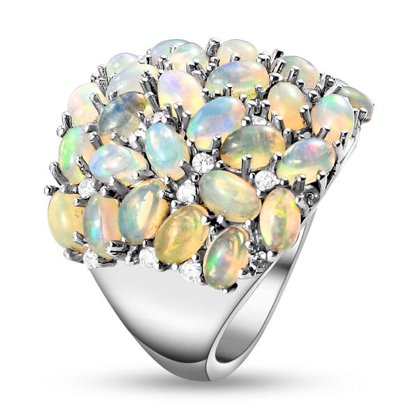 Natürlicher, äthiopischer Welo Opal und weißer Zirkon-Ring - 5,62 ct. image number 5