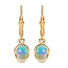 Natürliche, äthiopische Welo Opal Ohrringe, 925 Silber vergoldet ca. 1.58 ct