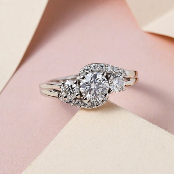 Moissanit Ring, 925 Silber platiniert (Größe 20.00) ca. 1.38 ct image number 1