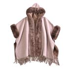 Faux Fur thick cape with tassel and fleece liningMaterial: 40% Acrylic 40% Polyester 20% cottonSize:110*90cmWeight:1540gColor: camel