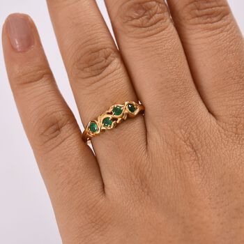 Kagem Sambischer Smaragd Ring 925 Silber 750 Gelb Vergoldet (Gr&ouml;&szlig;e 20.00) ca. 0,34 ct