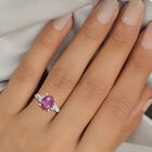 Rubin Stern und Zirkon Solitär Ring 925 Silber Platin-Überzug image number 2