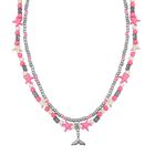 2er Set - Almandin, Weißer Howlit Halskette ca. 50 cm + 5 cm Extener, Antik-silber-Plattierung ca. 111.05 ct