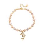 Mehrfarbige Süßwasser Perle, Zirkonia Armband ca. Flexibles cm Messing Standard