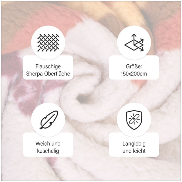 Wolkenweiche Sherpa-Decke mit Tipi-Muster, Rot und Erdt&ouml;ne image number 8