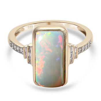 Nat&uuml;rlicher &Auml;thiopischer Opal und Diamant I2-I3 G-H Ring 375 Gelbgold rhodiniert (Gr&ouml;&szlig;e 17.00) ca. 2,65 ct