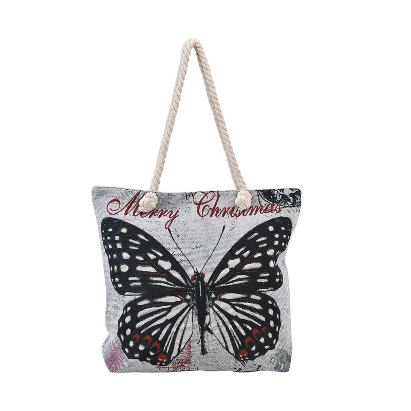 Jacquard gewebte Jute-Tasche mit Schmetterling Design, 42x34 cm, Schmetterling image number 0
