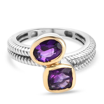 Lusaka Amethyst Bypass Ring 925 Silber Bicolor (Gr&ouml;&szlig;e 16.00)